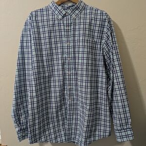 Men's Croft & Barrow Button Down Long Sleeve Shirt XXL Easy Care Blue Plaid
